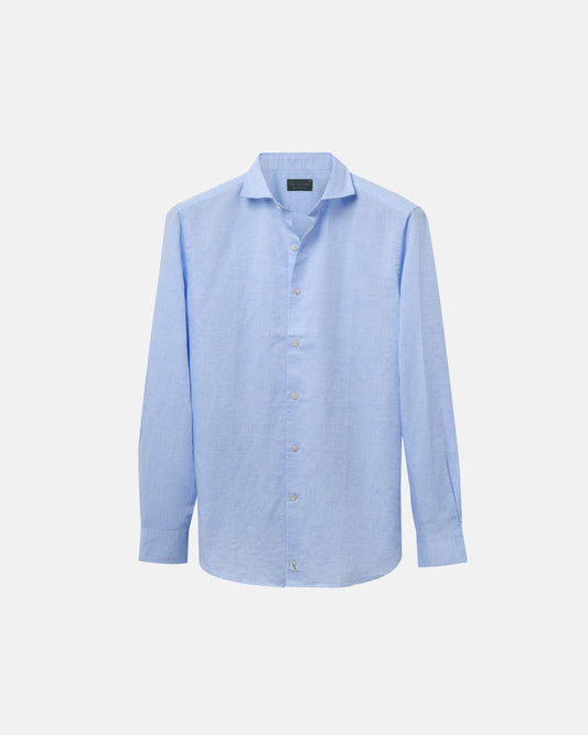 Classic Light-Blue Linen-Blend Shirt