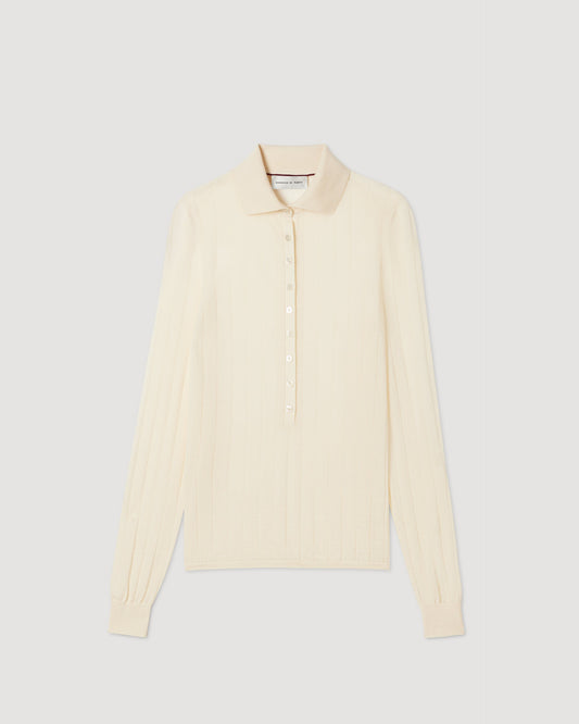 Luna Polo Neck Sweater in Cream Cashmere