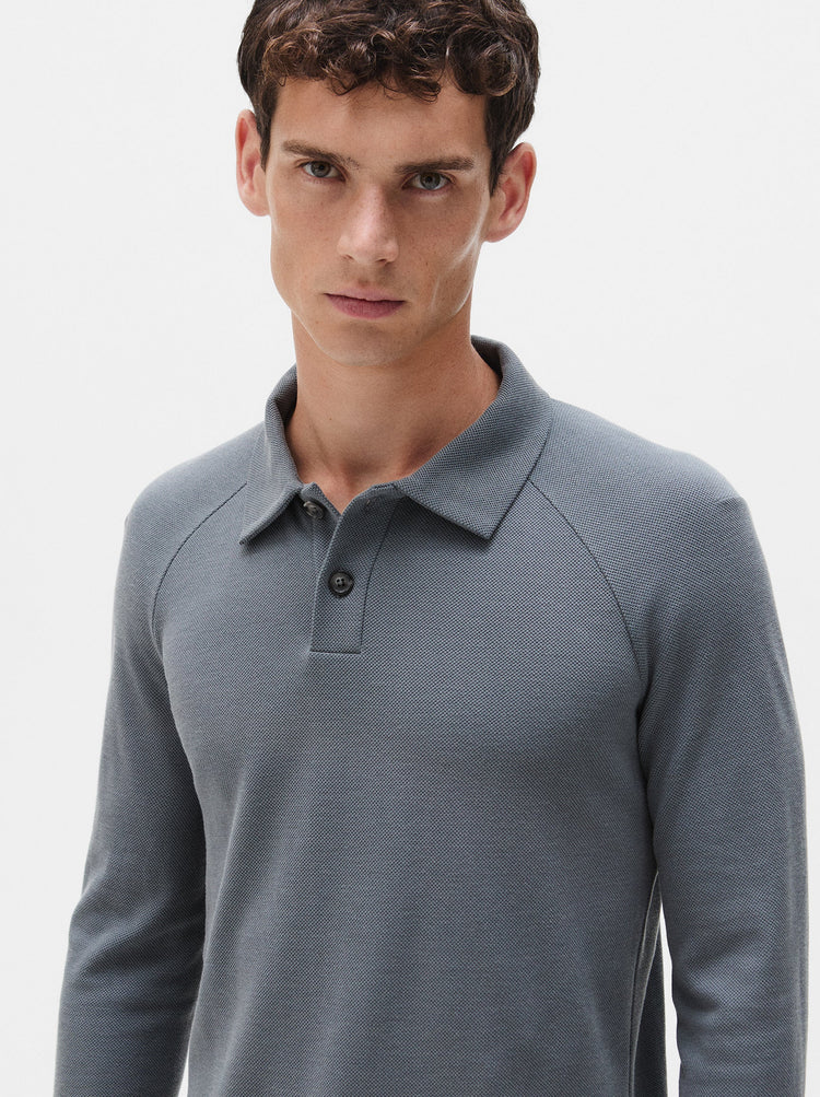 Silk Long Sleeve Pique Polo