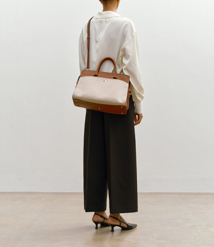 Private Eye Natural Linen and Buffalo Cognac