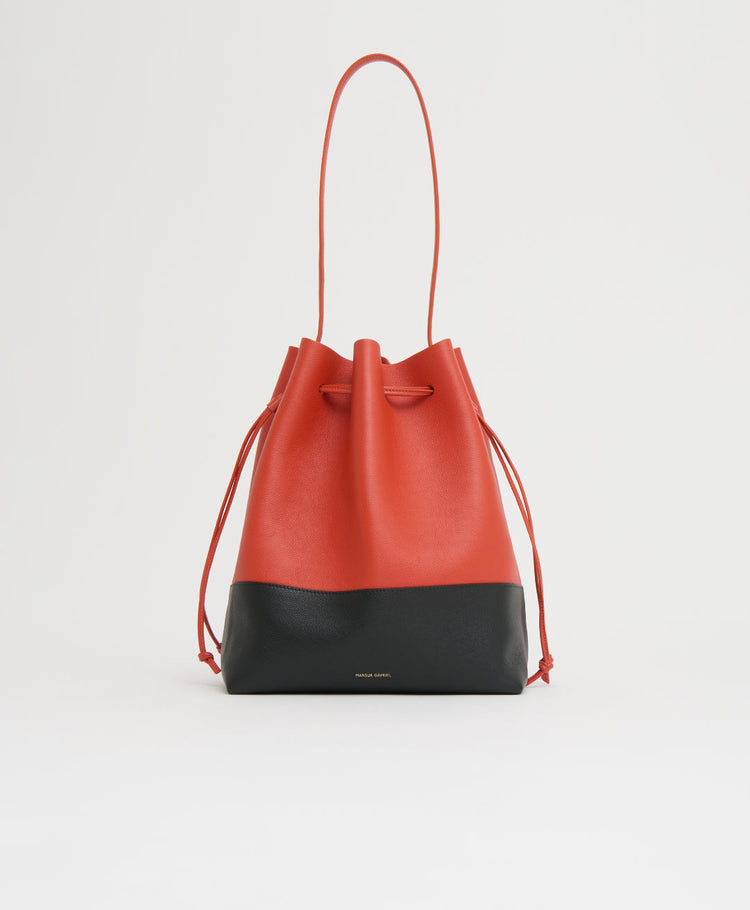 Drawstring Cabas in Pomodoro/Black