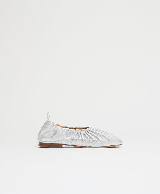Ruched Ballerina in Crinkle Silver