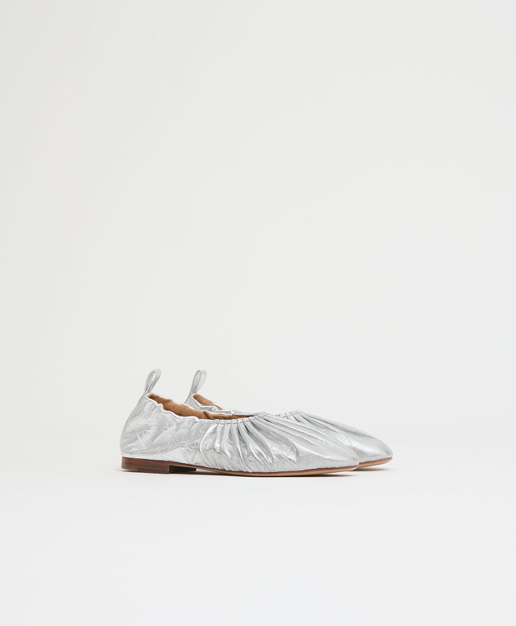 Ruched Ballerina in Crinkle Silver
