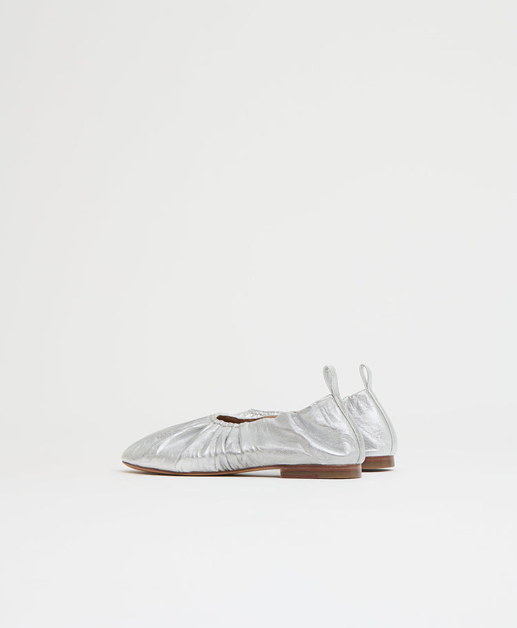 Ruched Ballerina in Crinkle Silver