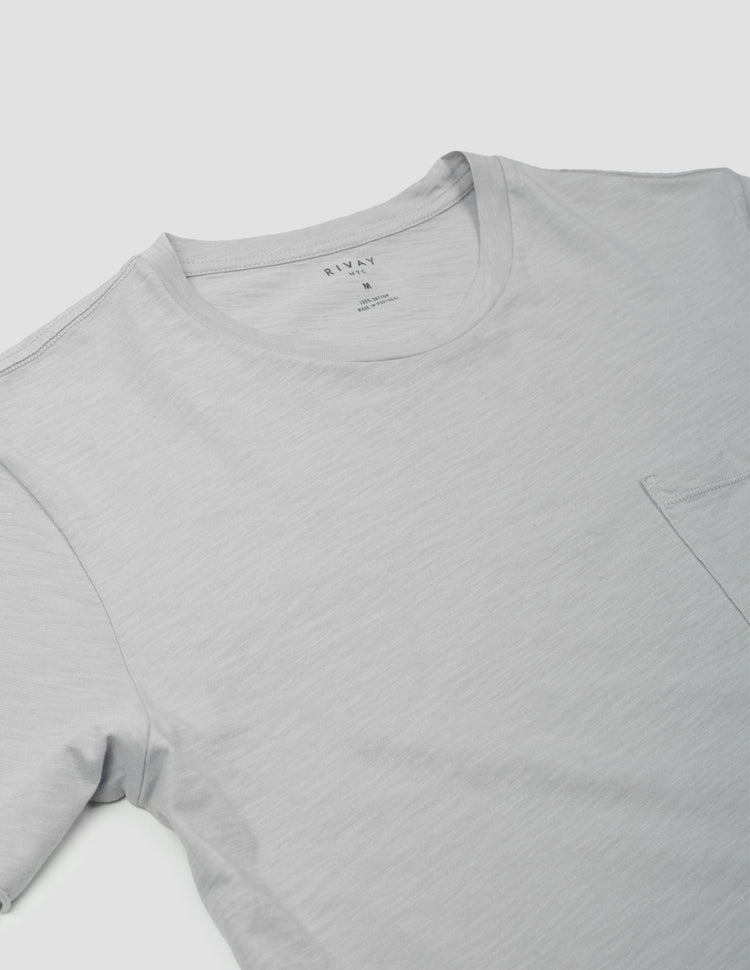 Pocket Cotton Tee in Pale Grey