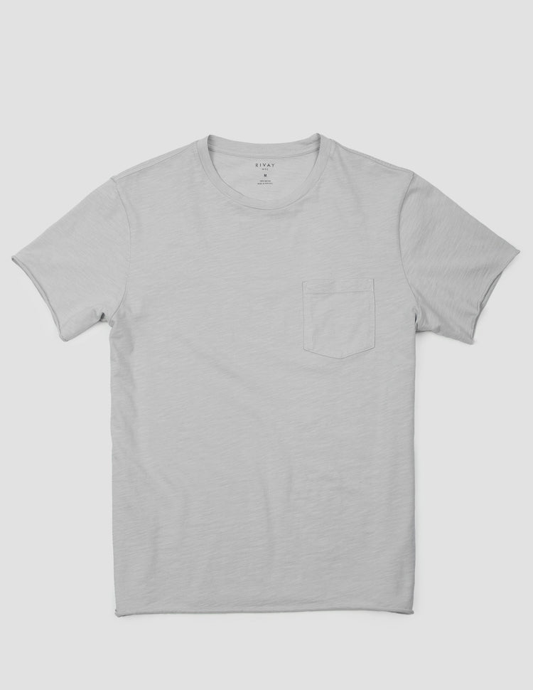 Pocket Cotton Tee in Pale Grey