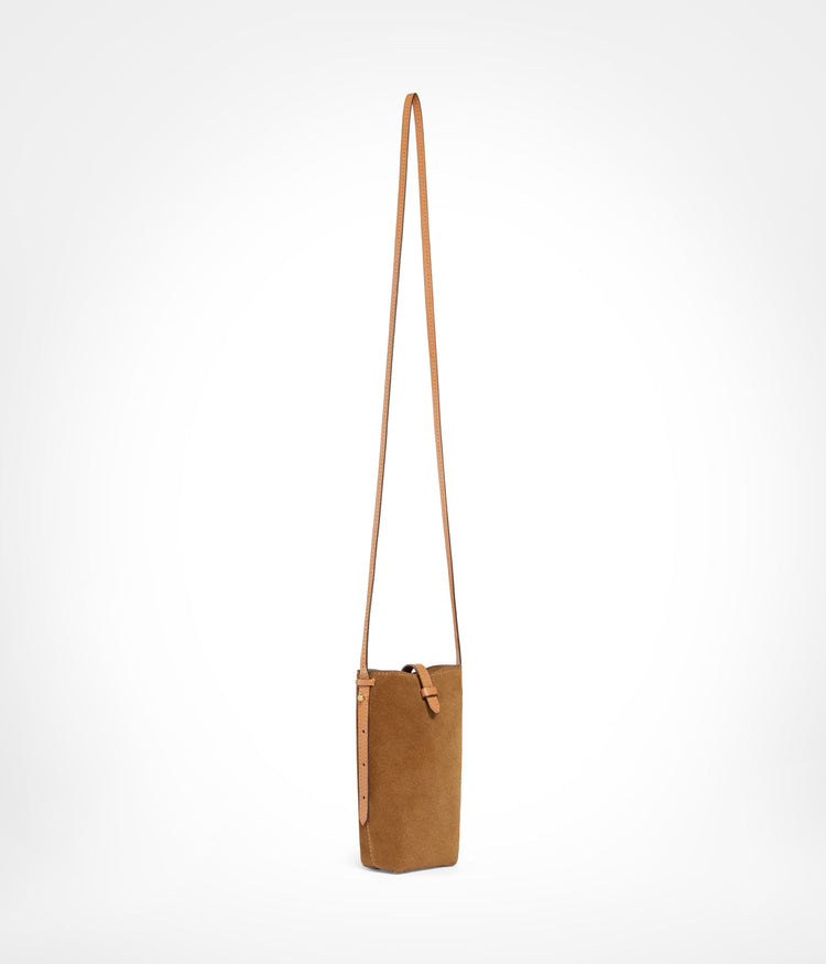 Phone Pouch Suede in Walnut