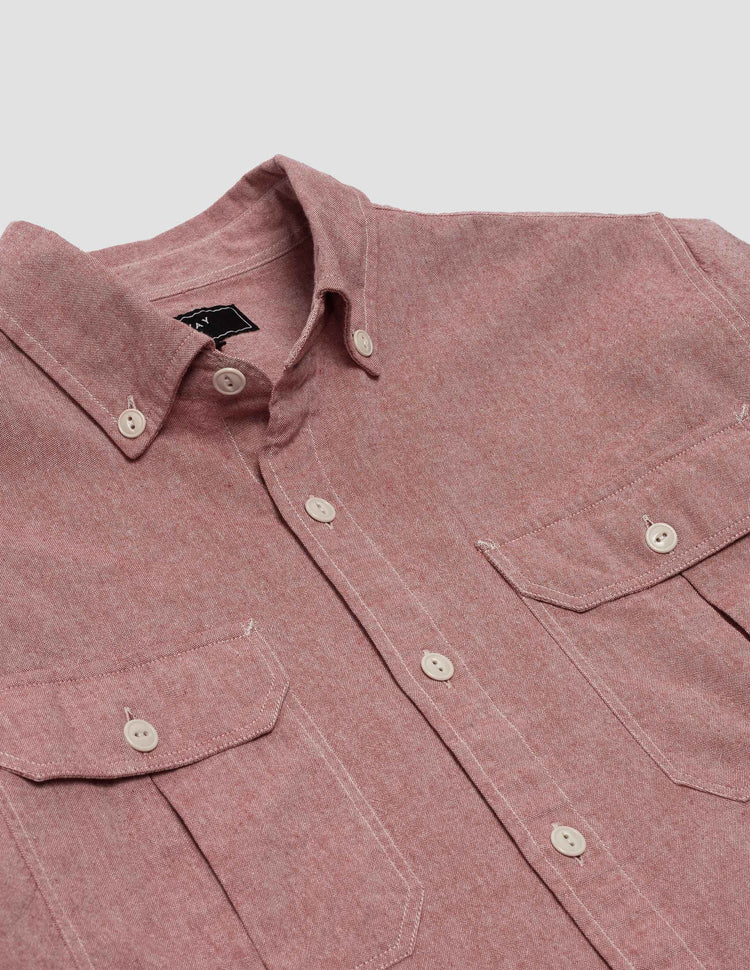 Quinn Chambray Workshirt in Washed Red