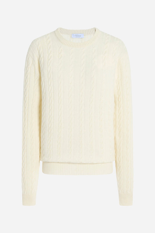 Raymond Cable-Knit Cashmere Sweater in Ivory