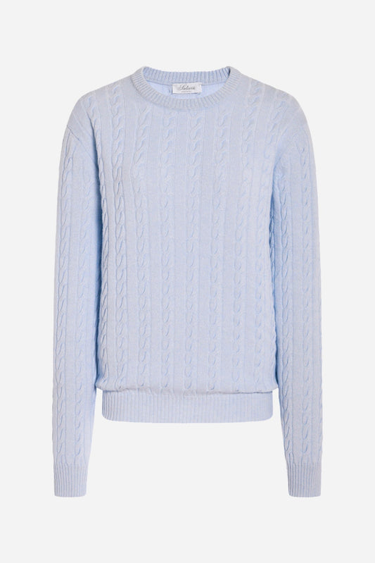 Raymond Cable-Knit Cashmere Sweater in Light Blue