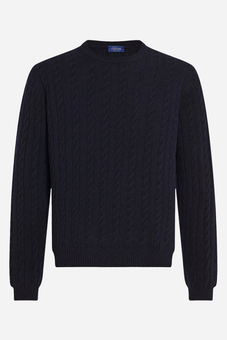 Raymond Cable-Knit Cashmere Sweater in Navy