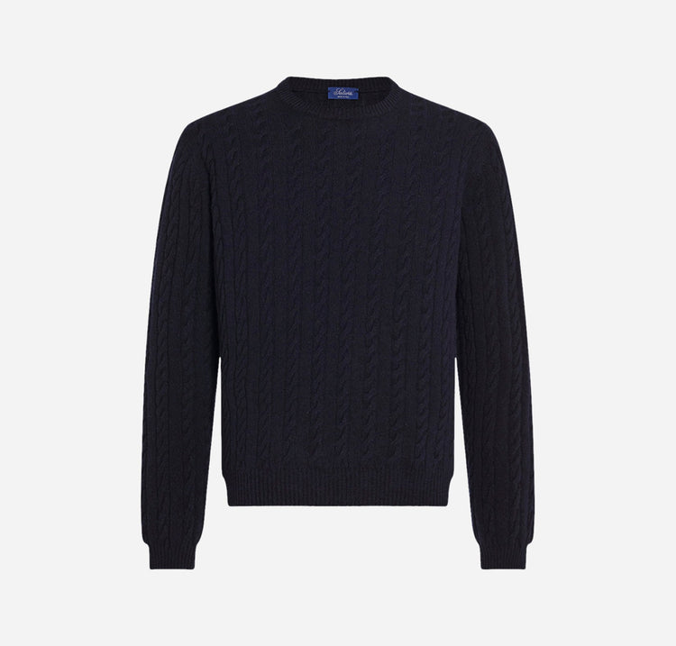 Raymond Cable-Knit Cashmere Sweater in Navy