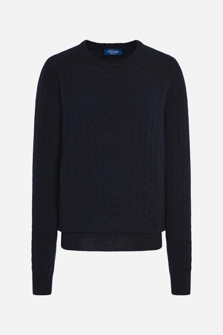 Raymond Cable-Knit Cashmere Sweater in Navy