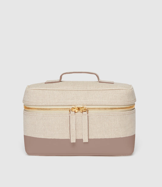 Makeup Train Case in Natural Linen