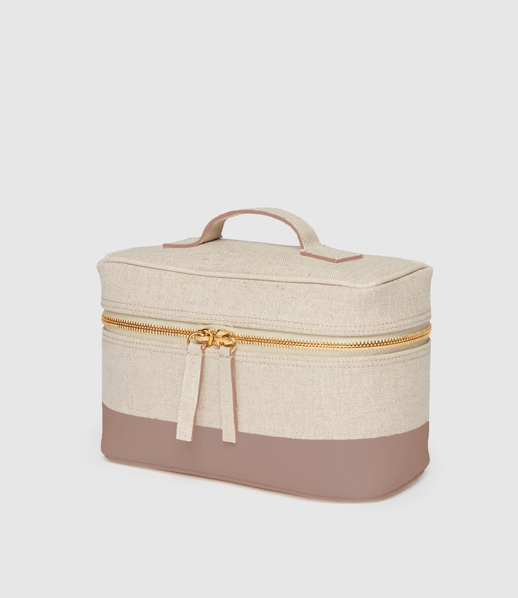 Makeup Train Case in Natural Linen