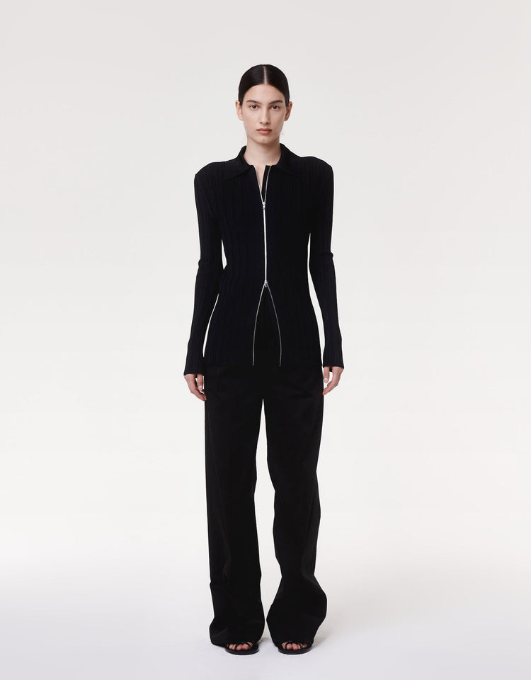 Ribbed Collared Knit