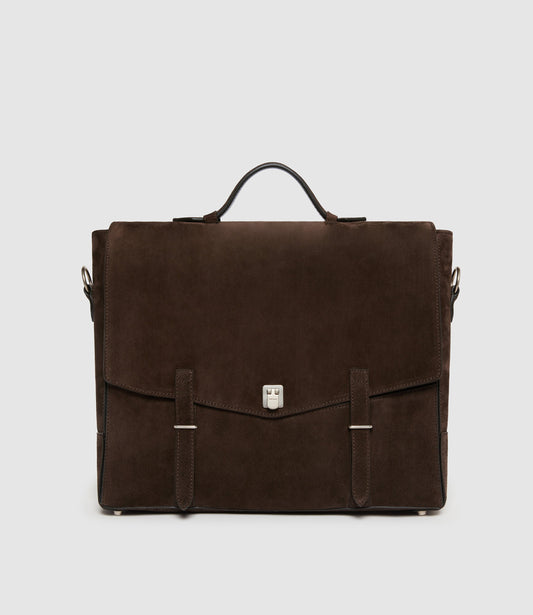 Rider Briefcase Suede Chocolate