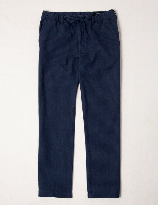 Ravello Cotton Linen Pant in Navy/Blue Stripe