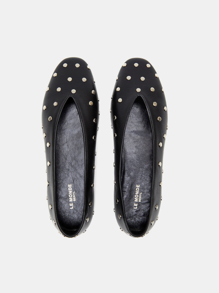 Studded Regency Slipper / Black Leather