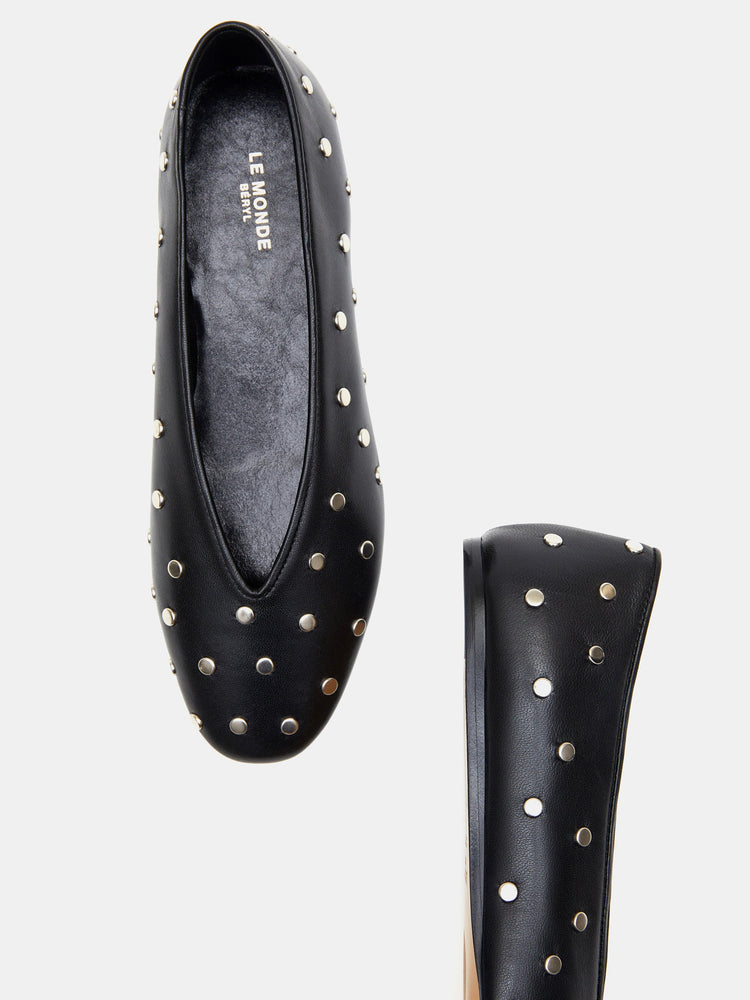 Studded Regency Slipper / Black Leather