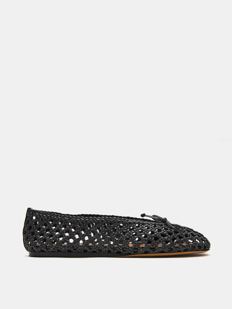 Regency Woven Slipper in Black Leather