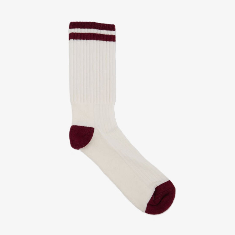 Retro Gym Sock in Vintage White / Red Stripes
