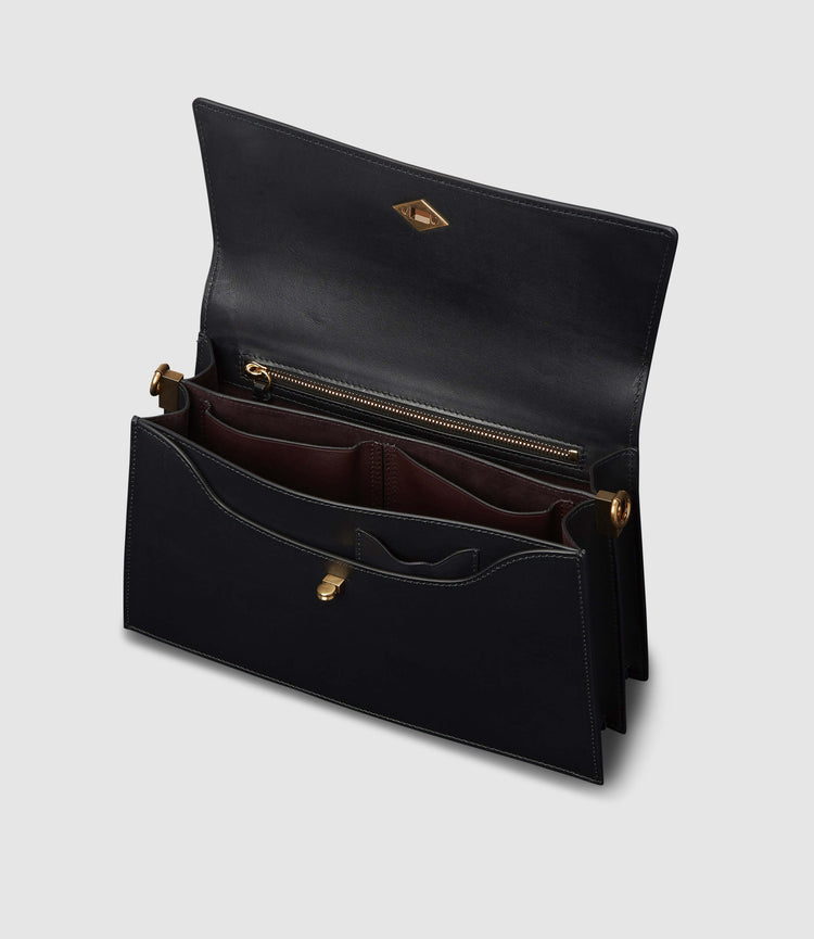 Roma Handbag in Black Calfskin