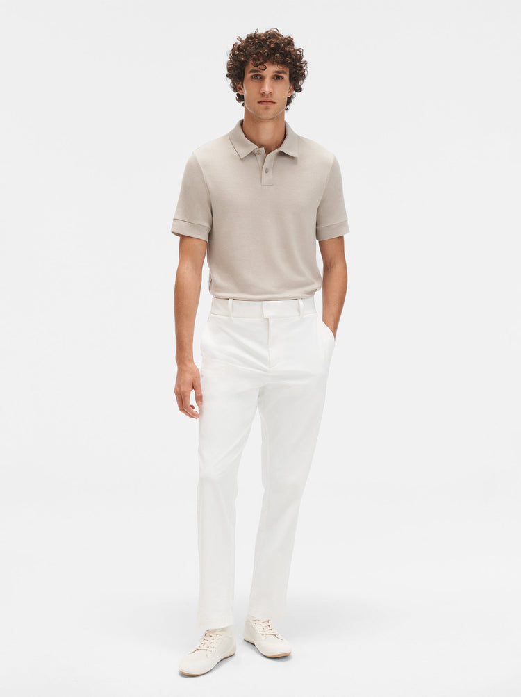 Wool Short Sleeve Polo in Cream