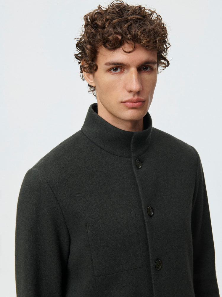 Cashmere Wool Stand Collar Jacket