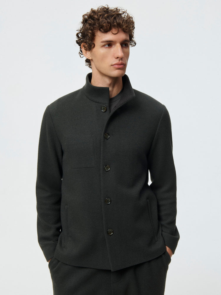 Cashmere Wool Stand Collar Jacket