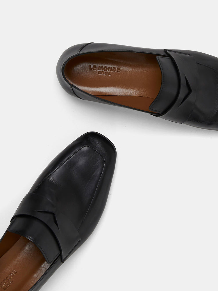 Soft Loafer in Black Placket Leather