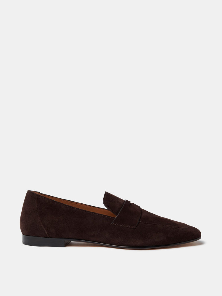 Soft Loafer in Chocolate Placket Suede