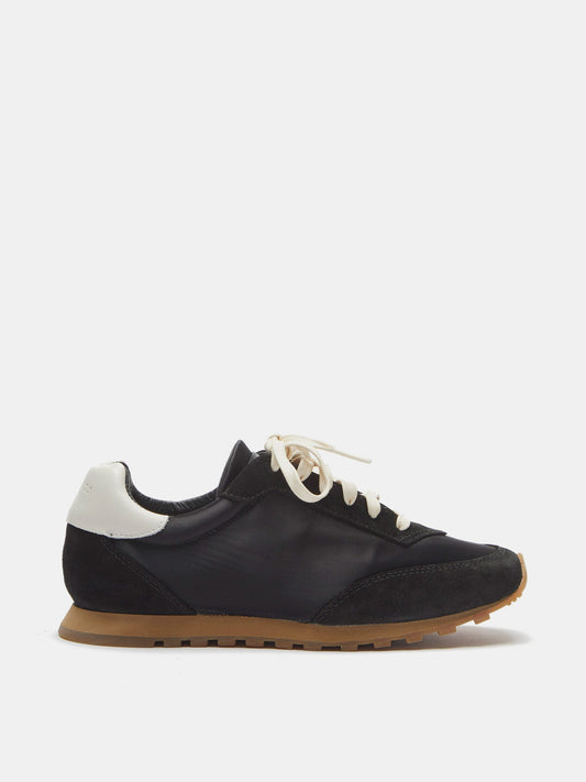 Slim Runner in Black Satin