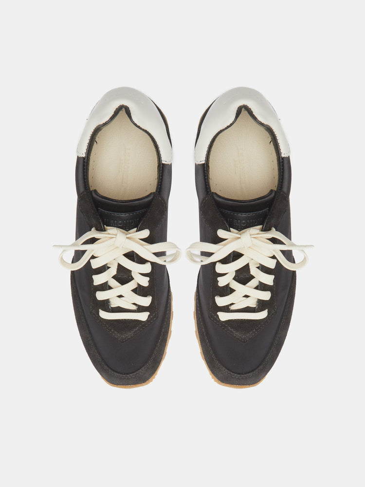 Slim Runner in Black Satin