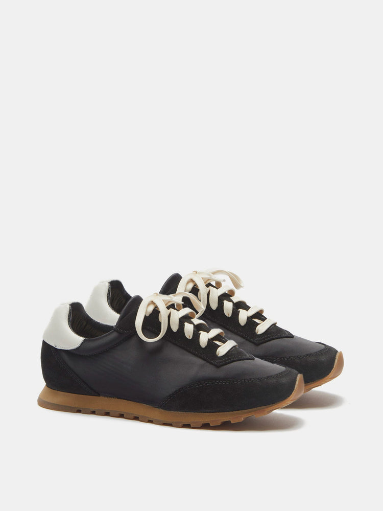 Slim Runner in Black Satin