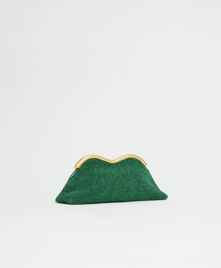 Baci Clutch - Leaf Textured Raffia