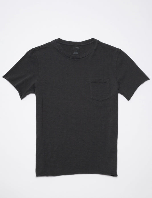 Pocket Cotton Tee in Faded Black