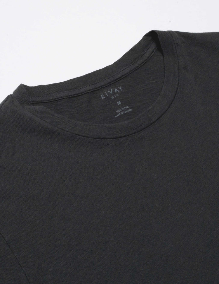 Pocket Cotton Tee in Faded Black