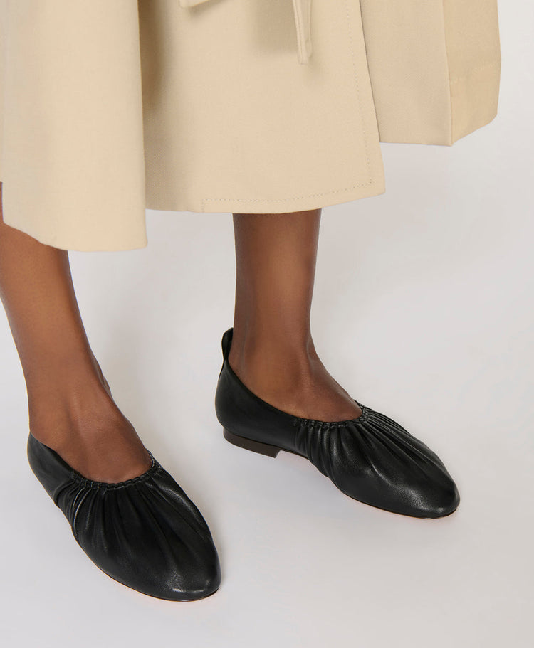 Ruched Ballerina in Crinkle Silver