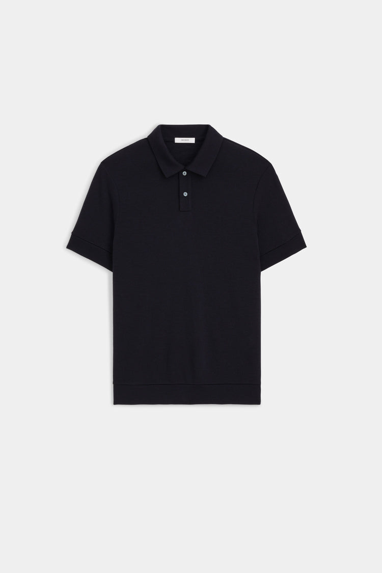 Wool Short Sleeve Polo in Cream