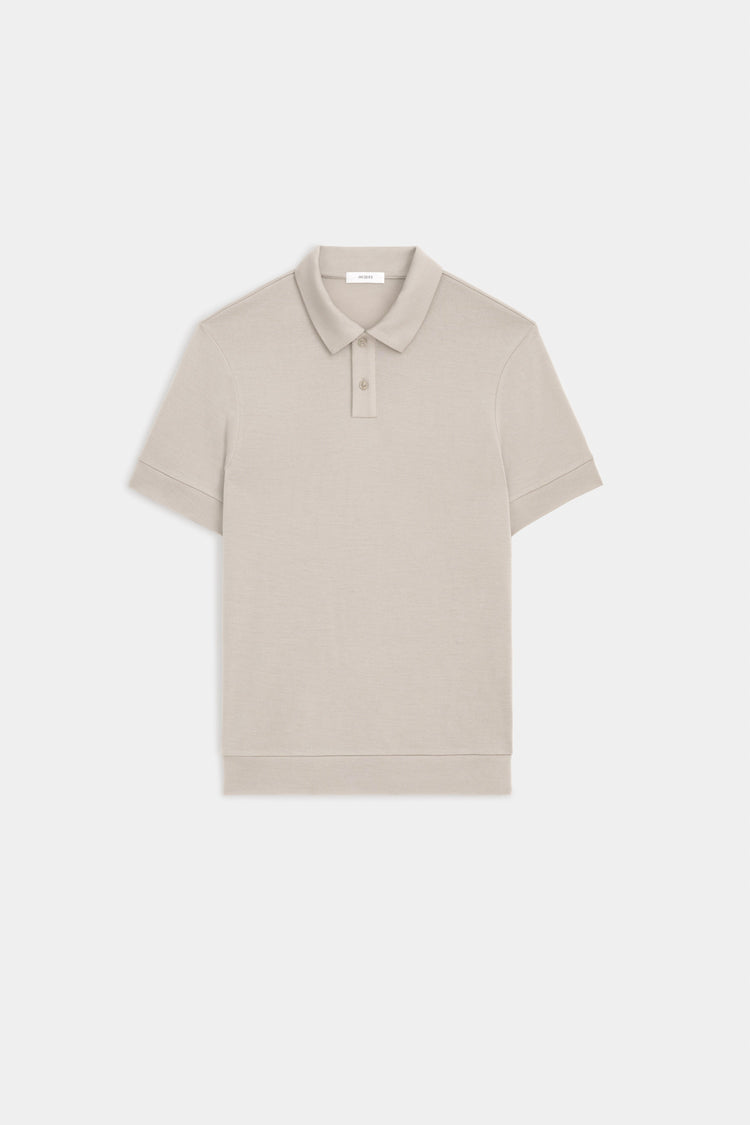 Wool Short Sleeve Polo in Cream