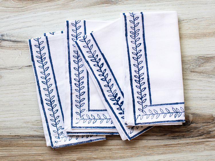 Navy Vine Dinner Napkins (Set of 4)