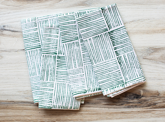 Striped Evergreen Dinner Napkins (Set of 4)