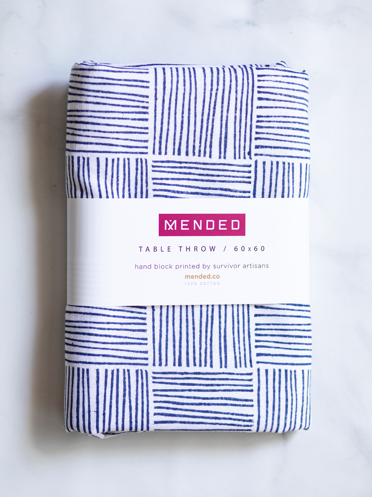 Navy Tablescape: Table Throw + Dinner Napkins Set