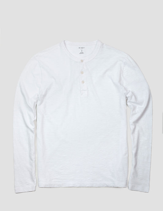 Slub Cotton Henley in White