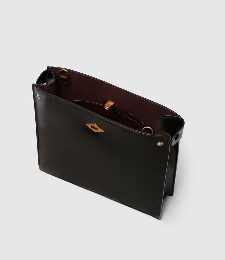 Stowaway Crossbody Bag in Glossy Calfskin Forest Green