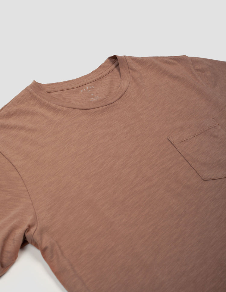 Pocket Cotton Tee in Terracotta