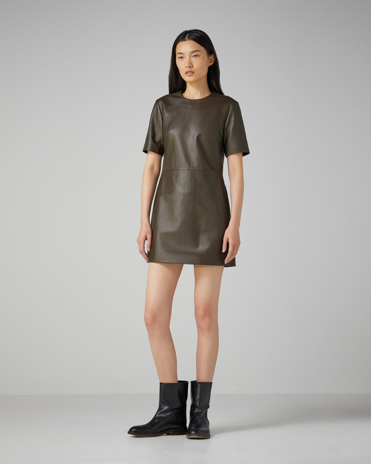 Tabitha Dress in Tobacco Leather