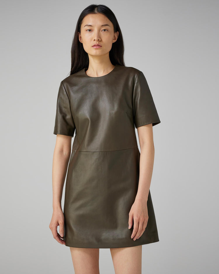 Tabitha Dress in Tobacco Leather