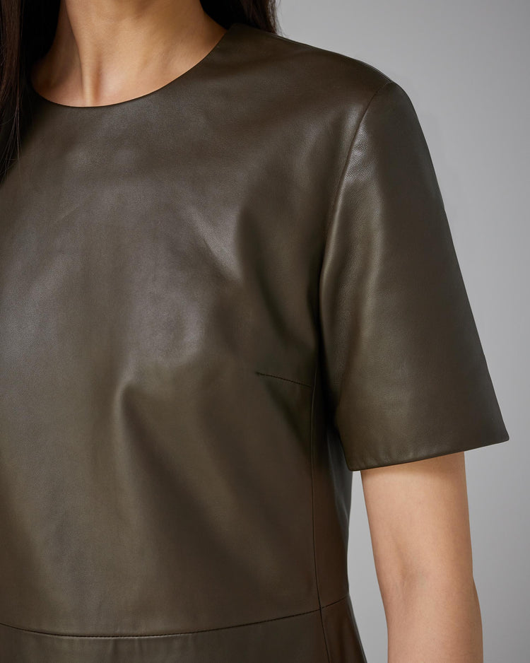 Tabitha Dress in Tobacco Leather